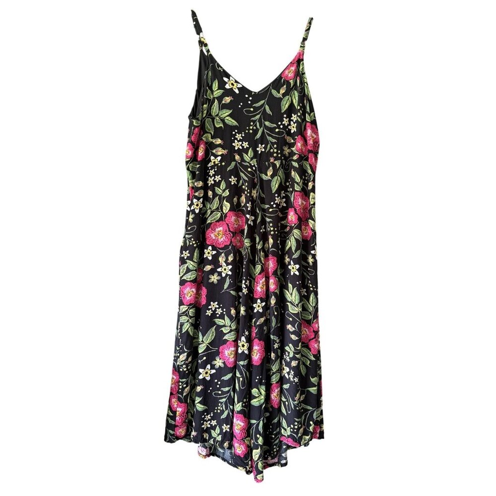 Floral Wide Leg Jumpsuit Sleeveless Side Zip Close Resort Wear Party Flowy Large